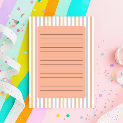 Lined Notepad – 50 Tearoff Sheets Pastel Striped Desk Memo Pad by The Saltwater Press