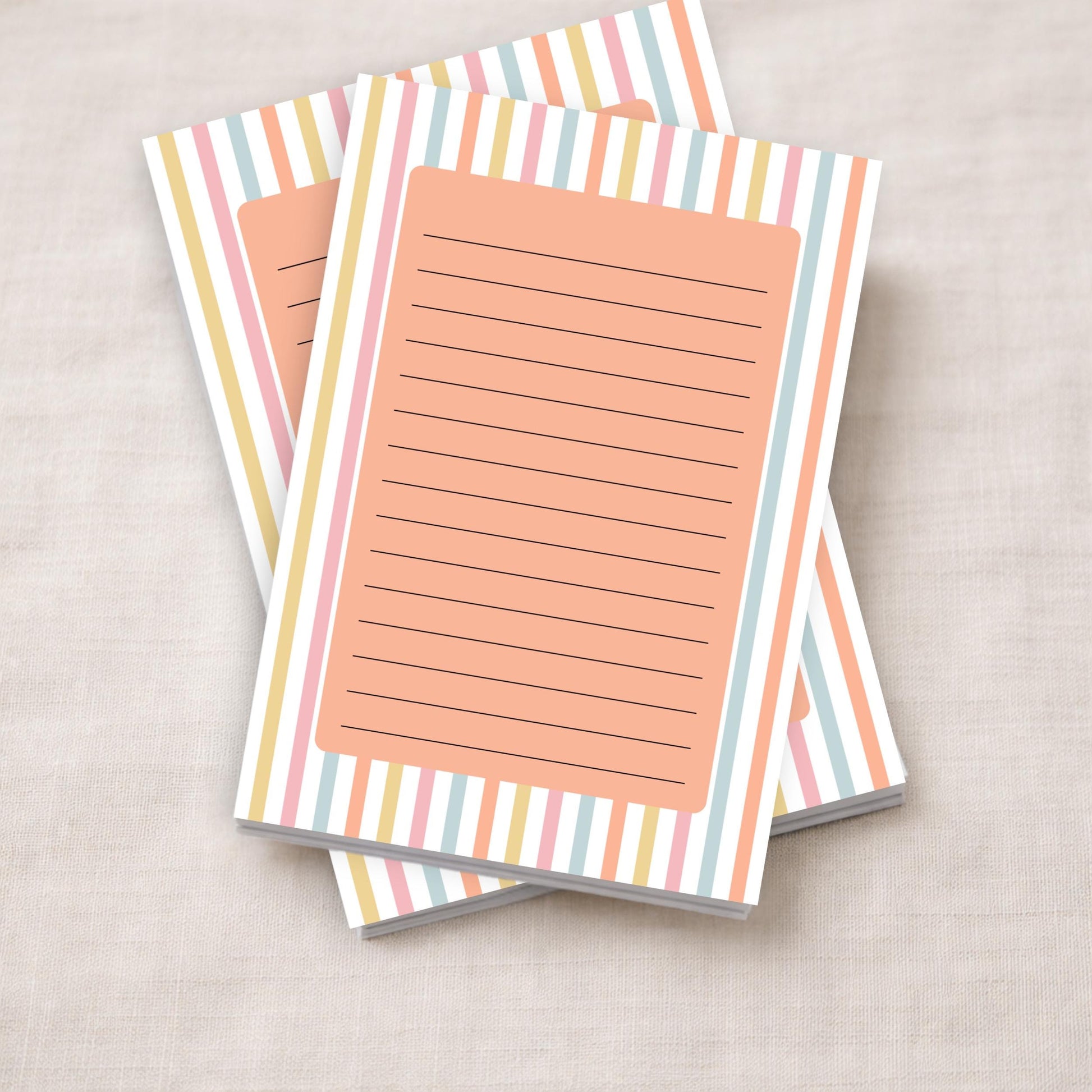 Lined Notepad – 50 Tearoff Sheets Pastel Striped Desk Memo Pad by The Saltwater Press