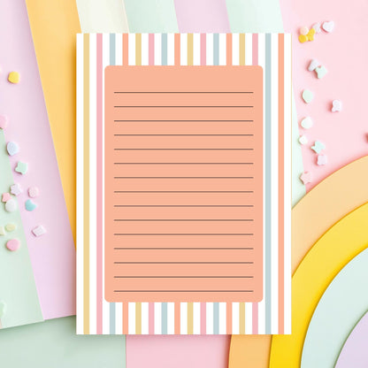 Lined Notepad – 50 Tearoff Sheets Pastel Striped Desk Memo Pad by The Saltwater Press